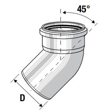 Колено 45 ° Ø50 HTB Valsir S.p.A.