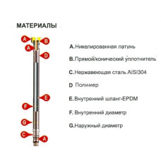 Шланг для смесителя 0,8м 1/2 ВН TUCAI (длинная игла)