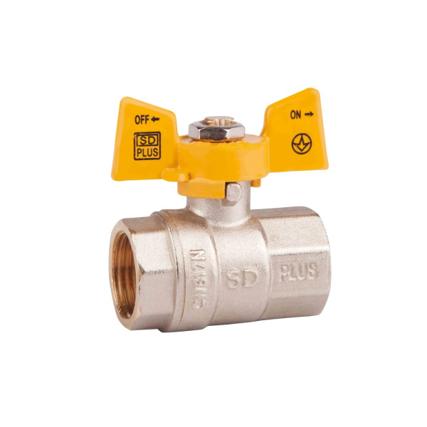 Кран SD Plus газ 1/2" Pn 40 бабочка ВВ 
