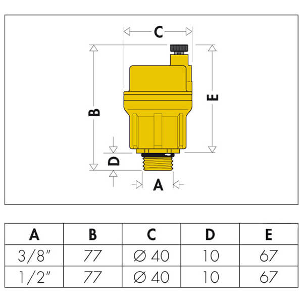 Повітровідвідник CALEFFI Robocal 1/2" 10 bar (502640)