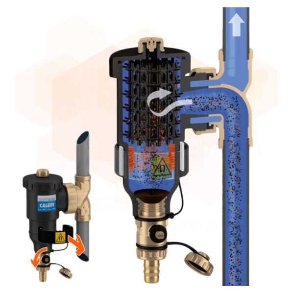 Магнітний фільтр (дешламатор) CALEFFI Dirtmag 3/4" 3 bar (545305) універсальний 