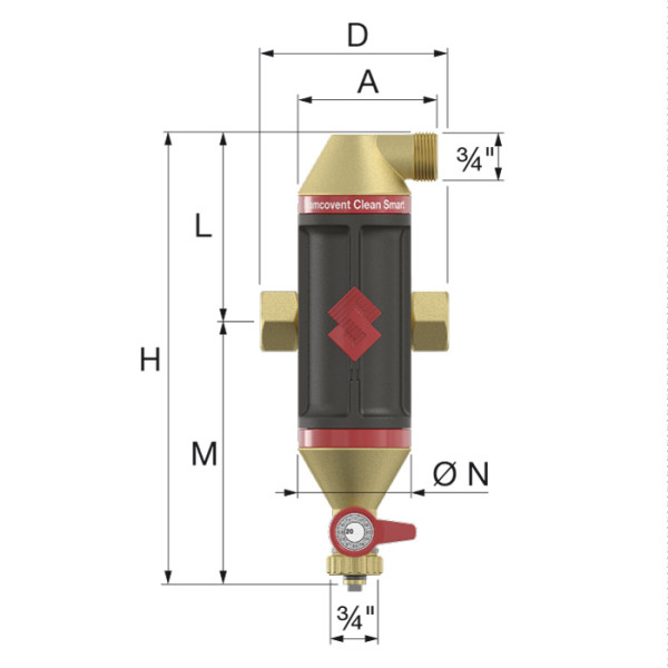 Сепаратор повітря і бруду Flamco Clean Smart 1" (30043)