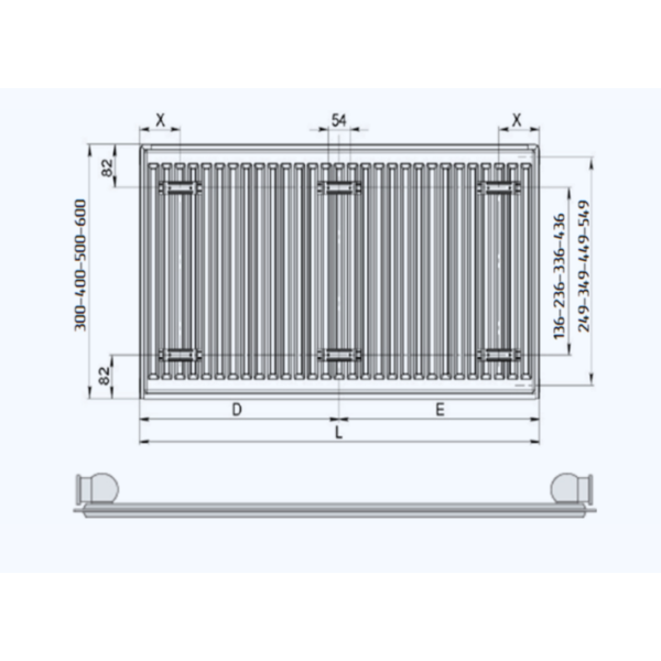 Радіатор сталевий TERRA Teknik 500 х 1200 тип 22 (бічне підключення)