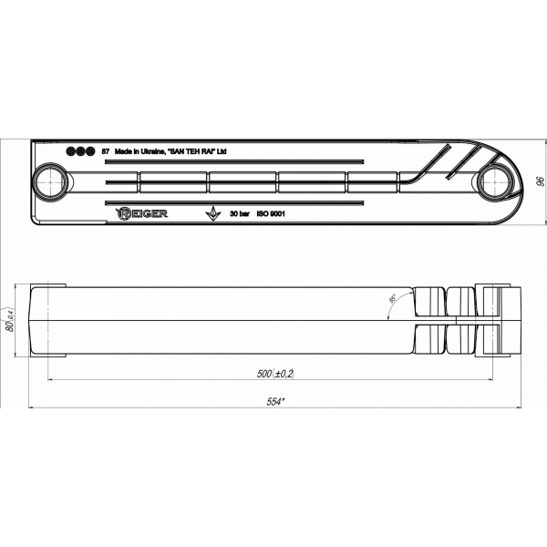 Радіатор алюмінієвий REIGER 500/96  Радіатор алюмінієвий REIGER 500/96