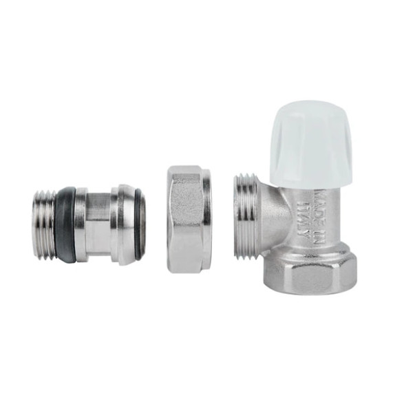  Кран радіаторний кутовий ICMA ½" на обратку з антипротечкою (№805+940)