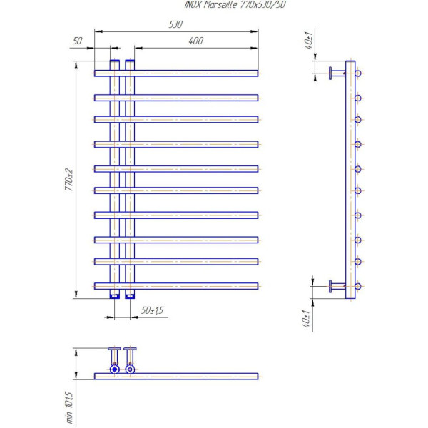 Полотенцесушитель MARIO Марсель 770x530/50 водяной